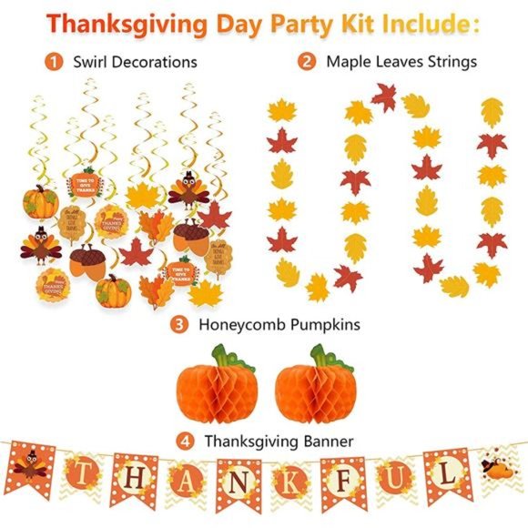 Set of 40 Thanksgiving Decorations, Pre-Assembled Thanksgiving Hanging Swirls - Picture 4 of 7